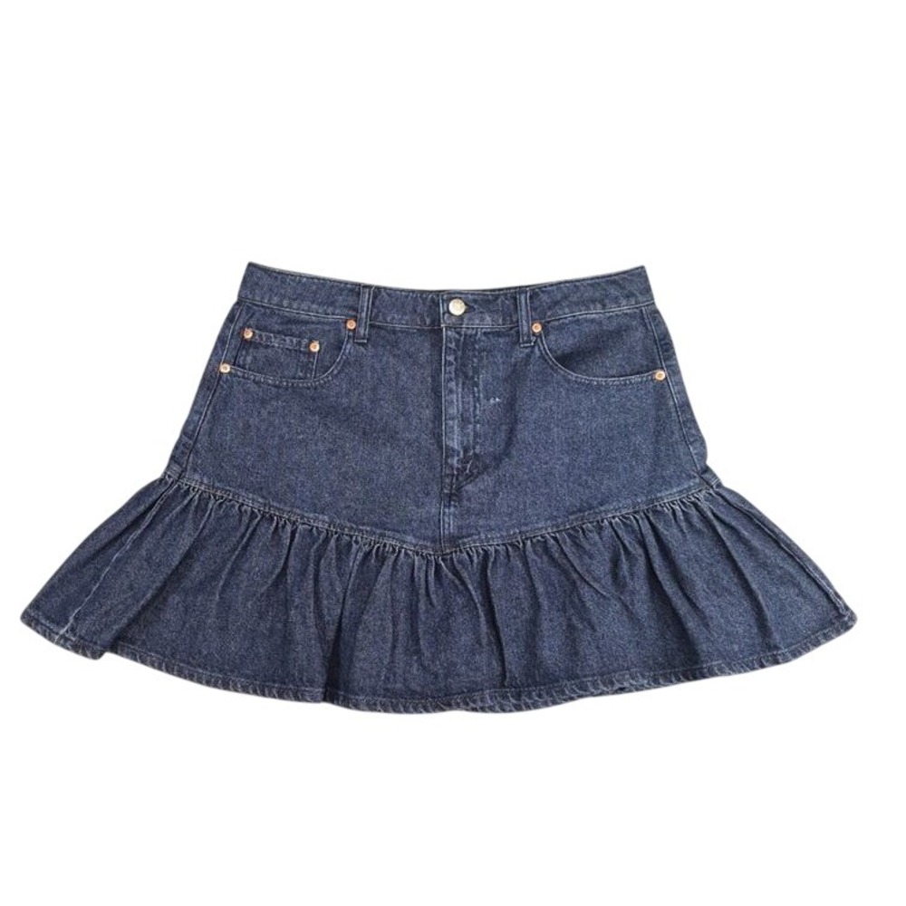 Daze Denim Womens Dark Wash Ruffle Hem Mini Skirt Size 31 Blue